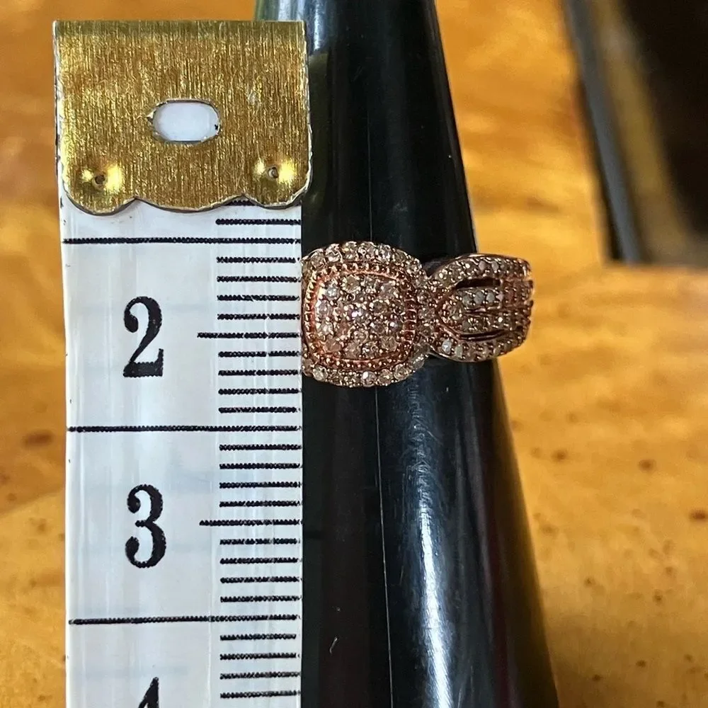 Natural Champagne Diamond Sterling Silver Ring Size 6
